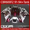 Corpo + tanque para honda cbr600 cbr 600 f2 fs cc 600f2 91 92 93 94 bodywork 63No.86 cbr600f2 cbr600fs 600cc 1991 1992 1993 1994 600fs cbr600-f2 91-94 feiras kit vermelho escuro