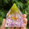Chakra Crystal Grint Pyramid Home Life Tree Desktop Handgemaakte Ornament Orgonite Healing Reiki Bescherming Meditatie Beeldjes