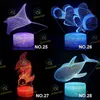 Ilusão 3D LED Lâmpada Dolphin Baleia Oceano Série 40 Padrões Base Luz Base Colorido Night Luzes De Mesa Decoração Presente da Criança