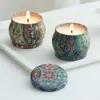 4pcs/set Scented Candles Art Scented Fragrance Metal Candle Jars Gardenia Lavender Vanilla Rosemary Lemon Jasmine Soy Wax Wedding Valentine Gifts Plant Spice 6.5*5cm