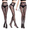 HOT Black Lace Stockings Leg Warmers Tights Lace Sexy Hosiery Women Thigh High Fishnet Embroidery Transparent Pantyhose X0521