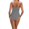 One-Piece Swimsuits Sexig Bikini Vintage Kvinnors V Nack En bit Badkläder Baddräkt Ruffled Lace Up Beachwear