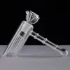 1pcs glass hammer hookah 6 Arm perc percolator bubbler handle smoking pipes mini honeycomb bong with oil burner pipe