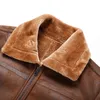 Män Höst Fashion Outwear Vintage Warm Fleece Leather Jacket Coat Män Casual Classic Motor Biker Bomber Läder Jacka Män 211111