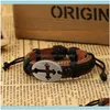 Charm juvelrycharm armband religiös korsmönster ihåliga 4 färger klassiska läderadd rep manual vävda armband unisex smycken dekoration1 d