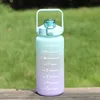 64oz frasco de água motivacional com tempo marcador de palha de palha BPA livre aptidão esportes jarro de suco com paracord alça