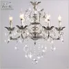 Lustres Classique 6 Bras Argent Cristal Clair Lustre Luminaire Lustre Lampe Suspendue Pour Foyer Hall MD8861 L6 D580mm H600mm