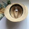 Wide Brim Hats Summer Hat Unisex Topper Men Golden Stripes Sun Protection Cap Black Ribbon Concave Top Straw Beach