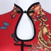 Parti Dekorasyon Seksi Japonya Bar Kulübü Kadın Geisha Sahne Giymek Kırmızı Cheongsam Kostüm Yarışması Placards Kız Püskül Bodysuit Fan ile