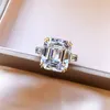 100% 925 Sterling Silver 13 * 15MM Creato Moissanite Emerald Citrine Pink Crystal Anelli di fidanzamento per le donne Wedding Fine Jewelry