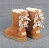 Hot sell AUS U3280 short 2 Bow women snow boots Zebra Stripes bowknot keep warm Genuine Leather Sheepskin boots Christmas birthday gifts G32