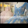 Puffy Pinkjuliet Long Rleeve Quinceanera Sukienki 2023 Haftowe koronkowe koraliki warstwy dżerowe Słodka 16 sukienka Vestidos de Pa5509389