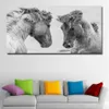 Wall Art Canvas Animal Painting in bianco e nero che corre immagine di cavallo Home Decor per soggiorno senza cornice