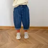 Höstflickor Lossa Casual Denim Pants Boys Barn 2 Färger Jeans Kids Bottoms 210508