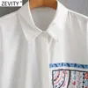 Zevity, blusa blanca con estampado de chica a la moda para mujer, blusa de oficina para mujer, camisas de negocios de manga larga, Blusas elegantes, Tops LS7526 210603
