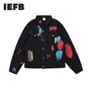 IEFB Men's Clothes spring Jacket Male Fashion High Street Irregular Print Hit Color Loose Coat Casual Denim 9Y214 210524