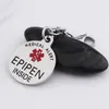 Keychains Epipen Tag Bag - ESA Zipper Pull Helt rostfritt st￥l Alert Symbol ID KeyringKeychains KeychainKeychains