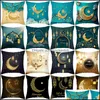 Autres textiles de maison Textiles Jardin 45 * 45cm Taie d'oreiller musulmane Er Ramadan Décoration pour siège Canapé Coussin Lune Lanterne Jeter Eid Mubarak D