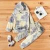 Llegada Otoño e Invierno 2 piezas Bebé Niño Tie-dye Con capucha Jersey de manga larga Pantalones Conjuntos Ropa para niños 210528