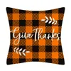 Taie d'oreiller Halloween Thanksgiving Buffalo Check Farmhouse Décorations Orange Noir Citrouille Feuilles D'érable Extérieur Coussin Décoratif Co