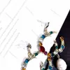 Metall Tiger Charm Ohrring Farbe Diamant Ohrringe Damen Perlenohrring Anhänger Weihnachtsgeschenk mit Box