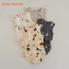 Ayı Lideri Bebek Erkek Kız Yaz Tulum Moda Kore Tarzı Bebek Kolsuz Bodysuits Doğan Sevimli Desen Kıyafet 0-2Y 210708