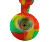 Tubo in silicone Acqua Narghilè Bong Ricco colorato portatile Shisha Piegatura a mano Cucchiaio Tubi per tabacco 128mm Con ciotola di vetro Strumento Accessori per sigarette