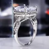 2021 Grandes Grandes Crystal Stone Anéis de Casamento Mulher Prata Cor Do Amor Proposta Engage Anel de Alta Qualidade Moda Jóias