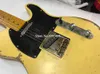 Masterbuilt Heavy Relic Yellow Jeff 1953 Electric Guitar Ash Body, Maple Neck Fingerboard, 3 Saddle Bridge, Black PickGuard