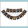 Festive Home Gardenhappy Halloween Banner Flags Decorations Pumpkin Banners Garland Door Garden Po Props Hanging Party Supplies HWB9807 DR