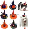 Hundkläder levererar husdjur hem trädgård halloween hattar med pumpa bat owl ornament katt hundar kepsar kostym fest valp kitty huvud dekoration