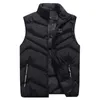 Vinter Plus Storlek Parka Vest Mens Casual Slim Waist Coat Men Höst Stativ Krage Body Warmer Solid Ärmlös Jacka Märke