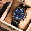 Relogio Masculino BOBO BIRD Wooden Watches Men Fashion Luxury Automatic Calendar Luminous Hands Quartz Wristwatch Party Gift Box W300i