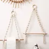 2Pcs Nordic Macrame Wall Hanging Wooden Stick Toilet Paper Holder Towel Hanger Decor 2138 V2