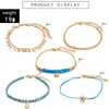 Bracelets de cheville en perles pour femmes, paillettes, pierre bleue, Cactus, étoile de mer, breloque, chaîne de pied, couleur or, coquille de plage, bijoux d'été