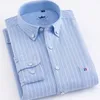 5XL di Alta Qualità 100% Cotone Oxford Mens Camicie A Quadri Uomo Ricamo Casual Camicia A Maniche Lunghe per Gli Uomini Camicia Bianca Blu vestito P0812