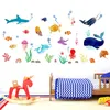 Autocollant de décoration murale sous-marine, bulle de poisson étoile de mer, pour salons, dessin animé 3D, salle de bains, chambre d'enfants, décoration de la maison