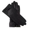 Gants sans doigts en cuir véritable femme épaissir en peluche doublé garder au chaud hiver écran tactile conduite noir en peau de mouton femme L17014-9