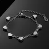 Fashion Heart Double Layer Bracelet For Adjustable Stainless Steel Chain Bangle Women Jewelry Wholesale Link,