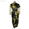 Robe d'été Femmes Sexy Causal Africain Plus La Taille es maxi Moulante 4XL Jaune De Bal Soirée 210422