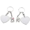 2st/Set Fashion Diy Sublimation Blank Heart Keychains Thermal Transer Designer Keychain Forever Love You for Woman Man Key Rings Silver Lovers Keychains Jewelry