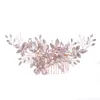 Trendy Rose gold Wedding Hair Combs Accessories for Bridal Crystal Headpiece ornaments Jewelry 210707