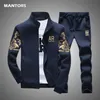 Drukowane dres 2 sztuk Zestawy męskie Casual Sport Suit Spring Autumn Men Sportswear Zipper Hoodie + Spodnie Szkolenia 210917