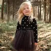 Baby Girls Clothes Dots Princess Dresses Long Sleeve Knit Lace Tutu Dress Girls Outfits Kids Clothing Pink Black White Optional DHW1972