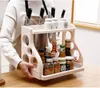 Creative Spice Rack Cozinha Suprimentos Casa de Plástico Duplo Turret Marco Temperos Produtos De Armazenamento De Armazenamento