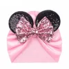 15686 Europe Baby Girls Big Bow Hat Дети мультфильм блестки бантом шапки детские хлопковые шляпы тюрбана 7 цветов