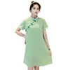 Maternity Dresses 388# Clothes Summer Short Sleeves Mandarin Collar Improve Cheongsam Easy Matching Pregnant Women Mom Dress