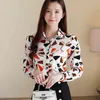 Vintage printemps coréen ample imprimé chemise à fleurs femmes à manches longues en mousseline de soie Blouse Cardigan Blusas Mujer 8454 210508