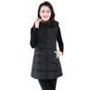 سترة المرأة الأسود L-5XL زائد الحجم مقنعين أسفل معطف القطن الخريف الشتاء الكورية الأزياء ضئيلة طويلة أكمام سترة LR984 210531