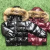 Kinder Baby Kinder Daunenjacke Jungen und Mädchen Weiße Ente - 30 Winter Grad Skianzug Waschbären Pelzkragen 2-10Y 211027